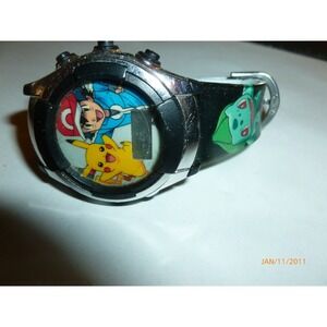 Pokemon Ash Pikachu Bulbasaur Digital Watch Accutime POK1018AZ Silver Black